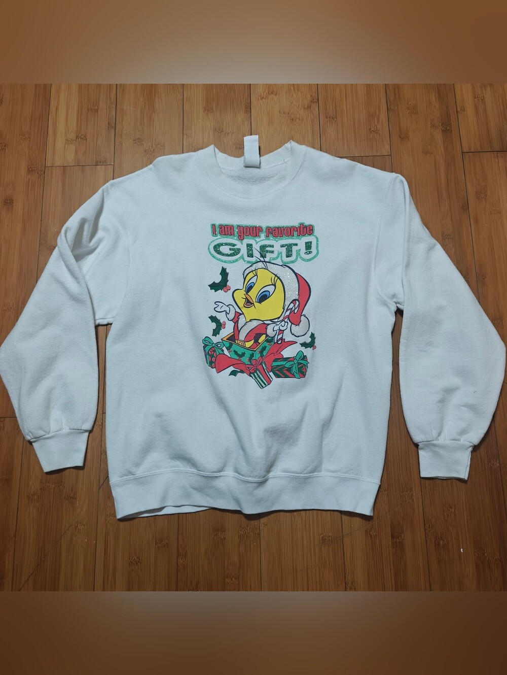 Vintage Looney Tunes Tweety Bird Christmas crewneck sweatshirt size L